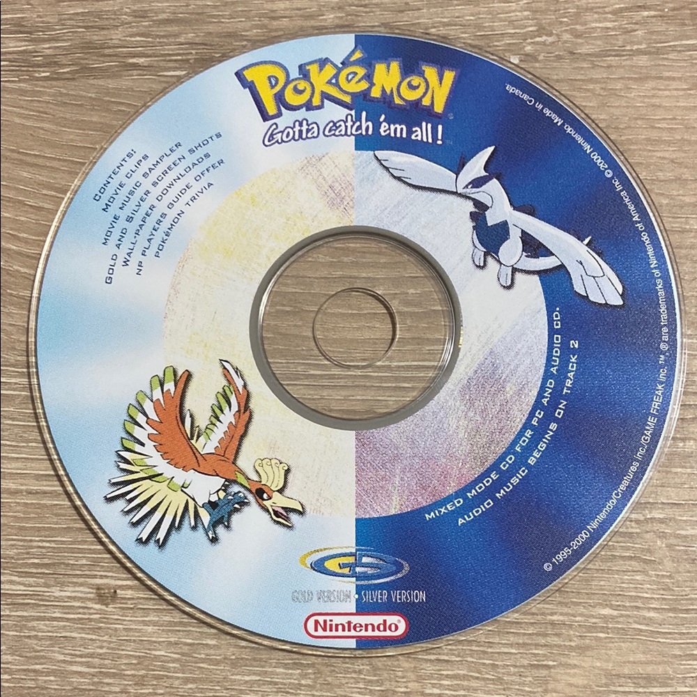 Nintendo Pokemon Gold/Silver Promo Mixed Mode CD 1999 Rare Trivia Clips Sampler
